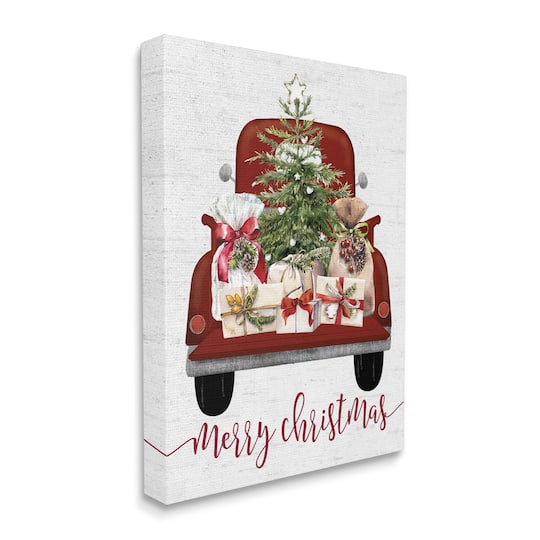 Stupell Industries Merry Christmas Holiday Presents Canvas Wall Art